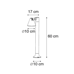 Borne extérieure moderne noire 60 cm IP44 orientable - Ciara