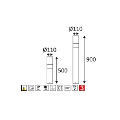 Borne extérieure RONDO P E27 Indigo - 18W - IP54 - Anthracite - Verre clair - H 900mm