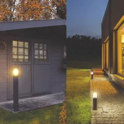 Borne extérieure RONDO P E27 Indigo - 18W - IP54 - Anthracite - Verre clair - H 900mm