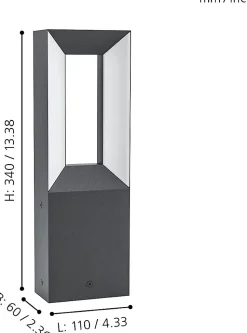 Borne LED Riforano noir IP44 550lm Eglo