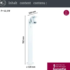 Borne lumineuse LED Cuff Détecteur de mouvement crépusculaire (IR) IP44 782mm 3000K 10W 700lm 230V 70 Blanc Aluminium