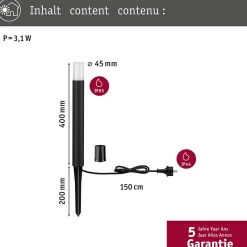 Borne lumineuse LED Flarea IP65 400mm 3000K 3,1W 280lm 230V Noir Aluminium