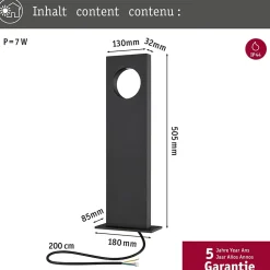 Borne lumineuse LED Ivo IP65 505mm 3000K 5,5W 150lm 230V Gris Aluminium