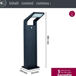 Borne lumineuse LED Juntea Détecteur de mouvement crépusculaire (IR) IP44 585mm 3000K 11W 900lm 230V Anthracite Aluminium