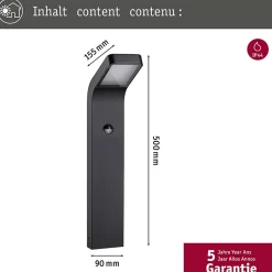 Borne lumineuse LED Kulma Détecteur de mouvement crépusculaire (IR) résistant à l'eau de mer IP44 500mm 3000K 7,5W 500lm 230V Anth