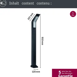 Borne lumineuse LED Merano Détecteur de mouvement crépusculaire (HF) IP44 910mm 3000K 14W 850lm 230V Anthracite Aluminium