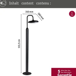 Borne lumineuse LED Nostro résistant à l'eau de mer IP44 rond 1135mm 3000K 10W 900lm 230V Anthracite Aluminium