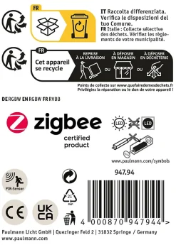 Borne lumineuse LED Smart Home Zigbee 3.0 Alara Détecteur de mouvement crépusculaire (IR) IP44 carré 665mm RGBW+ 10W 450lm 230V An