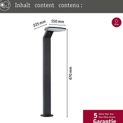 Borne lumineuse LED Zenera résistant à l'eau de mer IP44 670mm 3000K 10W 700lm 230V Anthracite Métal