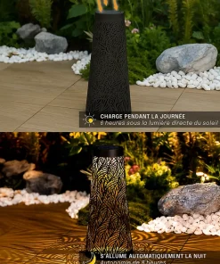 Borne Solaire Conique 65CM - Éclairage Jardin Allée Terrasse - Motif Lumineux Projeté - Groupe DDC