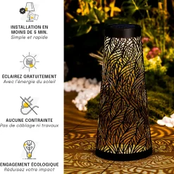 Borne Solaire Conique 65CM - Éclairage Jardin Allée Terrasse - Motif Lumineux Projeté - Groupe DDC