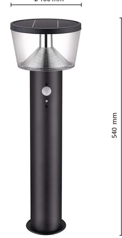 Borne solaire en acier 600 lumens, avec détecteur de mouvements