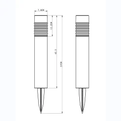 Borne solaire inox avec diffuseur en verre rainuré- Hauteur 57cm- 1 LED blanche- 10 Lumens- Eclairage extérieur Jardin