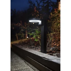 Borne solaire inox très éclairante avec détecteur de présence (option Applique)- Hauteur 50cm- 3 utilisations- 40 LED- 1000 Lumens