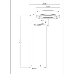Borne solaire inox très éclairante avec détecteur de présence (option Applique)- Hauteur 50cm- 3 utilisations- 40 LED- 1000 Lumens