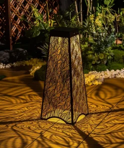 Borne Solaire Pyramidale 65CM - Éclairage Jardin Allée Terrasse - Motif Lumineux Projeté - Groupe DDC