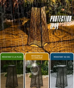 Borne Solaire Pyramidale 65CM - Éclairage Jardin Allée Terrasse - Motif Lumineux Projeté - Groupe DDC