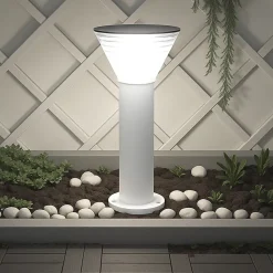 Borne Solaire Ronde Blanche 80CM - Pour Cour, Terrasse, Allée - Groupe DDC