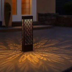 Borne/Applique Solaire Carrée 38CM - Éclairage Jardin Allée Terrasse - Motif Lumineux Projeté - Groupe DDC
