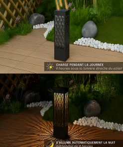 Borne/Applique Solaire Carrée 38CM - Éclairage Jardin Allée Terrasse - Motif Lumineux Projeté - Groupe DDC