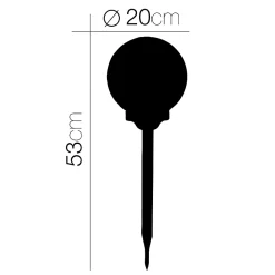 Boule lumineuse solaire pour jardin, lampe LED de jardin, borne solaire éclairage solaire d'extérieur -Diamètre 20 x Hauteur 53 cm