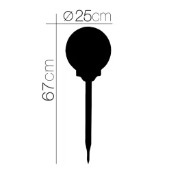 Boule lumineuse solaire pour jardin, lampe LED de jardin, borne solaire éclairage solaire d'extérieur -Diamètre 25 x Hauteur 67 cm