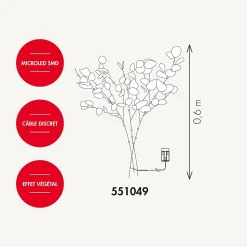 Branches lumineuses d'eucalyptus à piles - Chromex