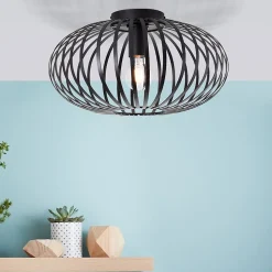 BREMEN Plafonnier noir E27 40 W métal ampoule non incluse