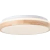 BRODSKY Plafonnier bois clair/blanc LED intégrée 24W métal/bois ampoule incluse