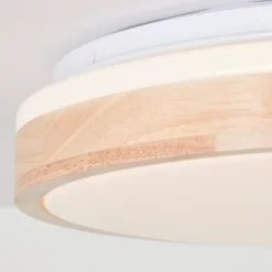 BRODSKY Plafonnier bois clair/blanc LED intégrée 24W métal/bois ampoule incluse