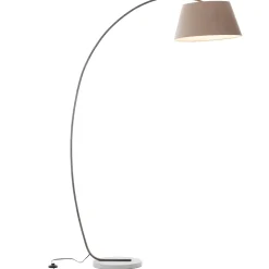 BROK Lampadaire 1L taupe E27 60W - béton/métal/textile - ampoule non incluse