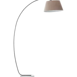 BROK Lampadaire 1L taupe E27 60W - béton/métal/textile - ampoule non incluse