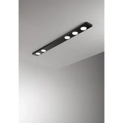 Button - Plafonnier LED 5xGX53 max 15W, Rectangulaire 120x10 cm, Métal Peint, IP20 - Perenz - Noir