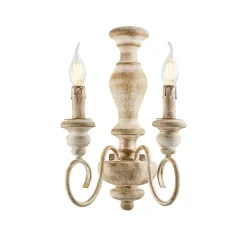 Cascina Applique en bois et fer blanc et tourterelle 2 lumières .25 P.18 BL265-AP2-BT