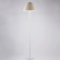 Cascina Lampadaire en bois et fer blanc 1 lumière et abat-jour d.45.183 d.45 BL265-PH-BCO