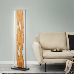 CHAUMONT Lampadaire LED noir/bois LED intégrée 20W - 2300lm / 3000K - aluminium/métal/bois - ampoule incluse