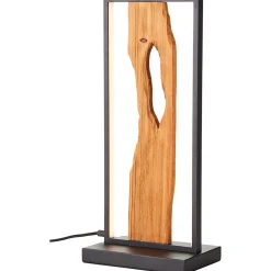 CHAUMONT Lampe à poser noir/bois aluminium/métal/bois -LED intégrée 10W - ampoule incluse