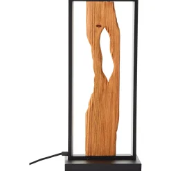 CHAUMONT Lampe à poser noir/bois aluminium/métal/bois -LED intégrée 10W - ampoule incluse