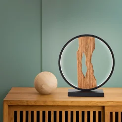 CHAUMONT Lampe à poser noir/bois aluminium/métal/bois -LED intégrée 7,5W - ampoule incluse