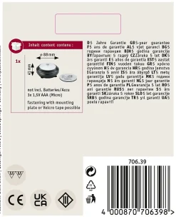 Éclairage d'armoire LED Pile ButtonLED interrupteur inclus 88mm 70lm 3000K gradable Anthracite