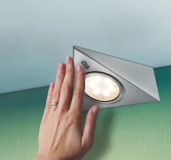 Éclairage sous-meubles LED 3x2,8W 140x110mm 3x170lm 230/12V carré Acier brossé