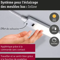 Éclairage sous-meubles LED Inline Kit de démarrage 3000K gradable 2x4W 350x26mm 2x350lm 230/24V Blanc dépoli