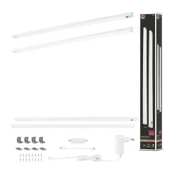Éclairage sous-meubles LED Inline Kit de démarrage 3000K gradable 2x6W 550x26mm 2x500lm 230/24V Blanc dépoli