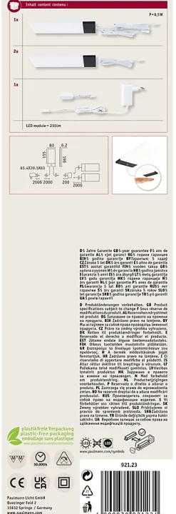 Éclairage sous-meubles LED Bredo Détecteur de proximité Kit de 3 3x2,5W 80x190mm 3x180lm 230/12V Noir