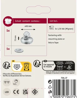 Éclairage sous-meubles LED Pile Rotate interrupteur inclus 92mm 66lm 3000K gradable Chrome mat