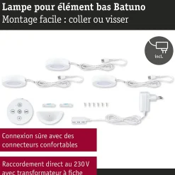 Éclairage sous-meubles LED Batuno 3x2,1W 70mm 3x180lm 230/24V Blanc