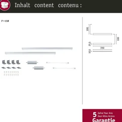 Éclairage sous-meubles LED Inline Kit d'extension 3000K gradable 2x4W 350x26mm 2x350lm 24V Chrome mat