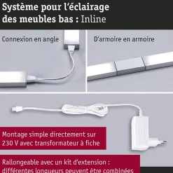 Éclairage sous-meubles LED Inline Kit de démarrage Tunable White 2x4W 350x26mm 2x350lm 230/24V Blanc dépoli