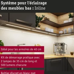 Éclairage sous-meubles LED Inline Kit de démarrage Tunable White 2x4W 350x26mm 2x350lm 230/24V Blanc dépoli