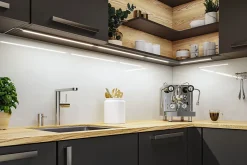 Éclairage sous-meubles LED Inline Kit de démarrage 3000K gradable 2x4W 350x26mm 2x350lm 230/24V Chrome mat